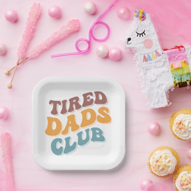 Plato De Papel Tired Dads Club Funny (Fiesta)