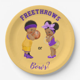 Plato De Papel Tiros libres o lazos púrpura oro Baloncesto Niño N