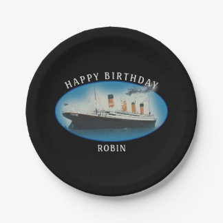 Plato De Papel Titanday Black RMS White Star Line Ship