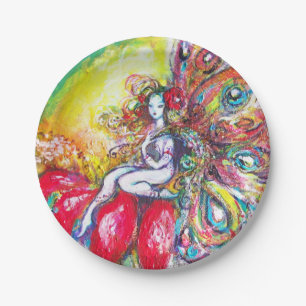 PLATO DE PAPEL TITANIA SENTADA EN UNA FLOR ROJA