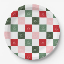 Plato De Papel Título Árbol de hoja perenne Estampado a cuadros |