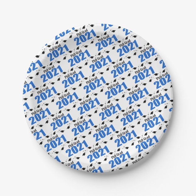 Plato De Papel Título de grado 2021 Título y diplomas (azul) (Anverso)