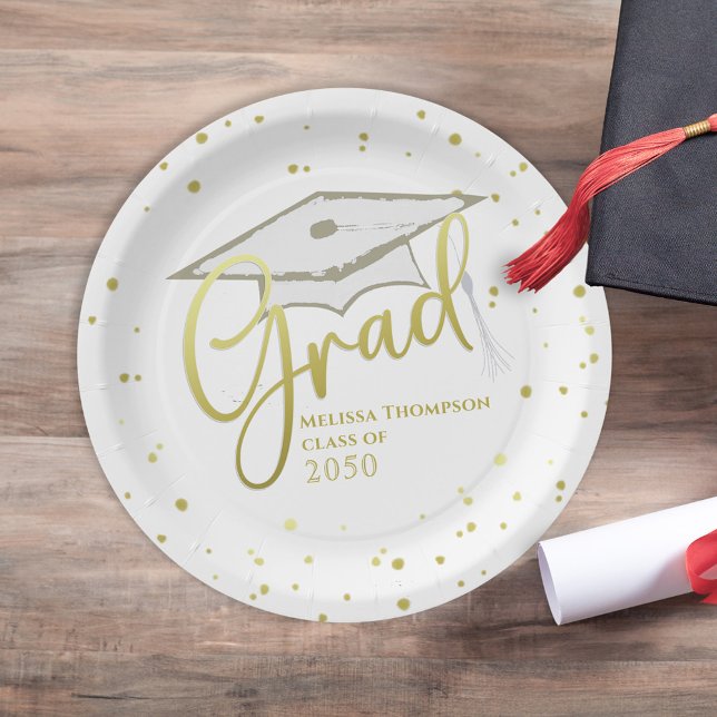 Plato De Papel Título de graduado de caligrafía de oro de grado (Subido por el creador)