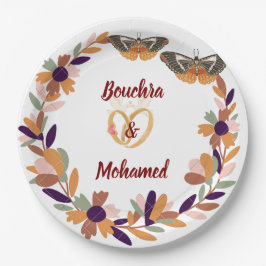 Plato De Papel Título: Placa Boda floral personalizada - Bouchra