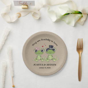 Plato De Papel ©Toadally in Love Cute Frog Boda personalizado
