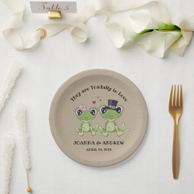 Plato De Papel ©Toadally in Love Cute Frog Boda personalizado (Boda)
