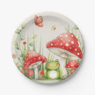 Plato De Papel Toadstool de champiñón pequeño y Baby Shower de ra