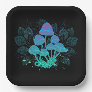 Plato De Papel Toadstools en Bushes