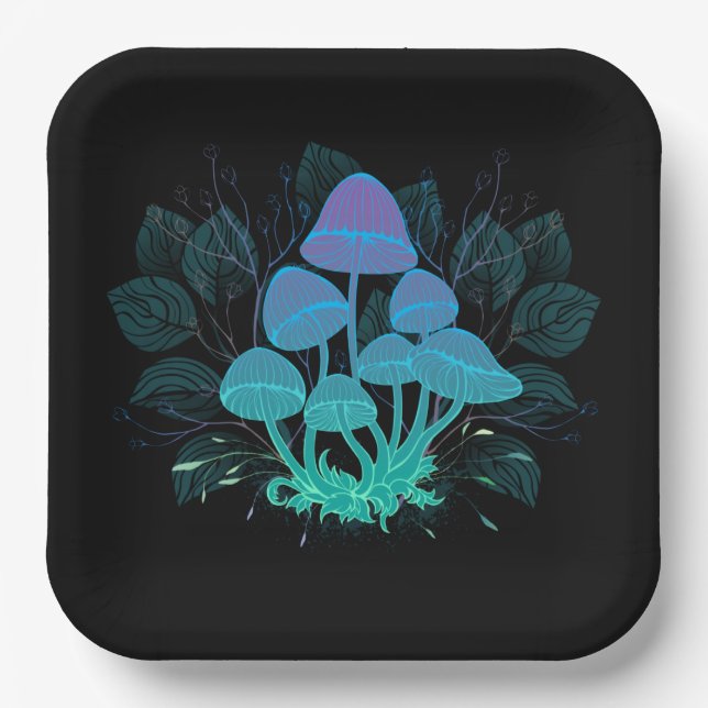 Plato De Papel Toadstools en Bushes (Anverso)