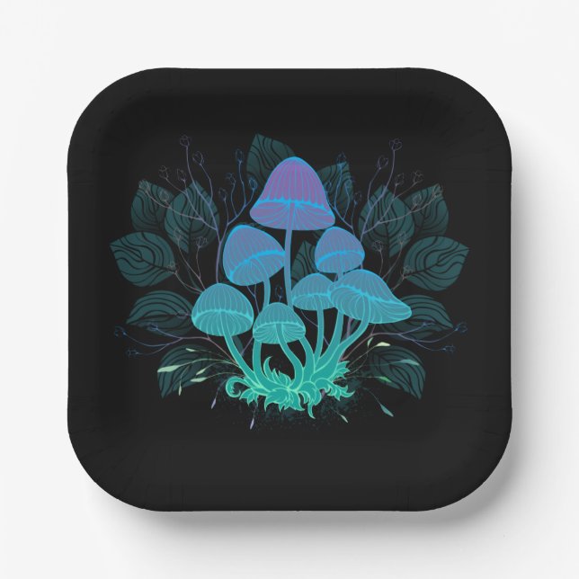 Plato De Papel Toadstools en Bushes (Anverso)