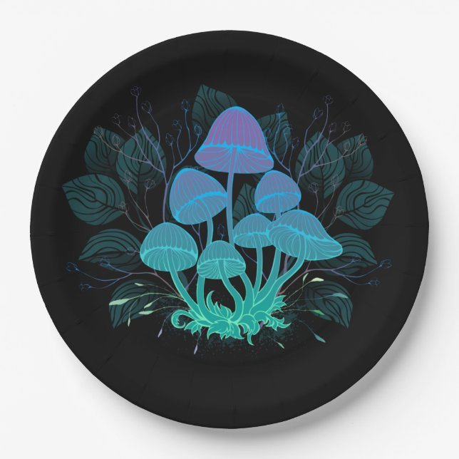 Plato De Papel Toadstools en Bushes (Anverso)