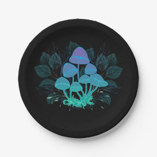Plato De Papel Toadstools en Bushes