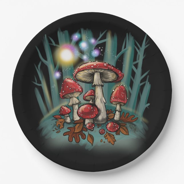 Plato De Papel Toadstools mágicos (Anverso)