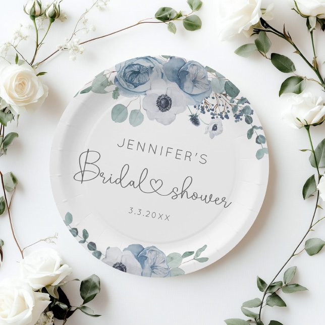 Plato De Papel Toallas de ducha con flores azul y turbio (Subido por el creador)