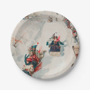 Plato De Papel "Tobogganing", Cromolitografía, Louis Prang & Co.