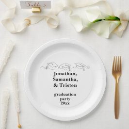 Plato De Papel Toca de graduación y borla de graduación para tril