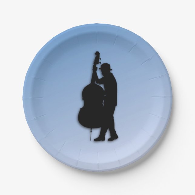 Plato De Papel Toca el bajo azul (Anverso)