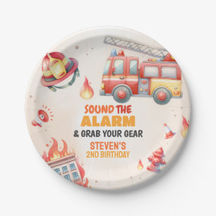 Plato De Papel Toca la alarma Camión de bomberos Baby Shower