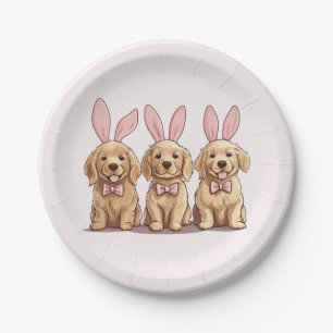 Plato De Papel Tocador de oro de Pascua Perro Cachorro Oídos Cone