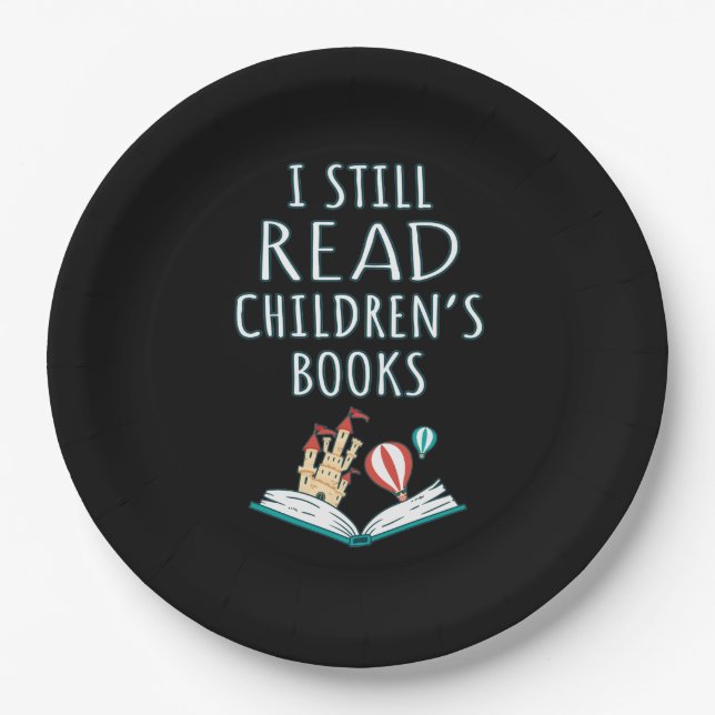 Plato De Papel Todavía leo libros para niños II (Anverso)