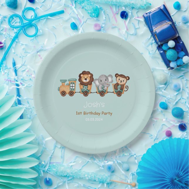 Plato De Papel TODO ABOARD Train Fiesta Kids Cumpleaños (Fiesta)