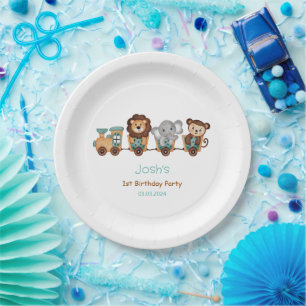 Plato De Papel TODO ABOARD Train Fiesta Kids Cumpleaños