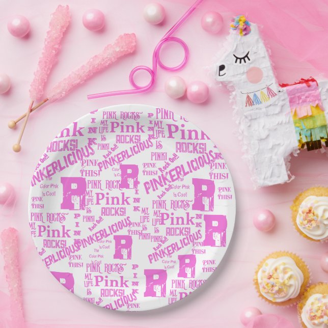 PLATO DE PAPEL TODO DE COLOR ROSA  (Fiesta)