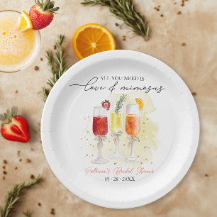 Plato De Papel Todo lo que necesitas es amor y mimosas: Desayuno