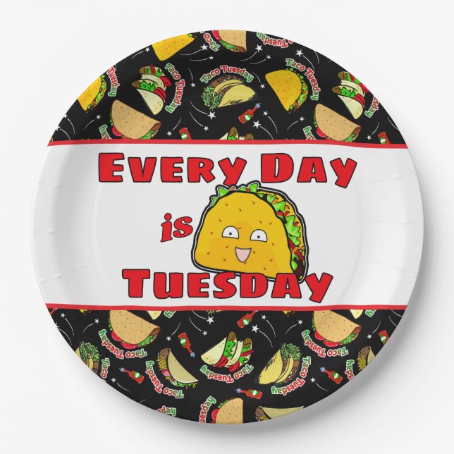 Plato De Papel Todos los días es martes en Taco (Anverso)