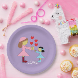 Plato De Papel Todos los niños necesitan amor: Lavanda