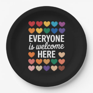 Plato De Papel Todos son bienvenidos aquí LGBTQ