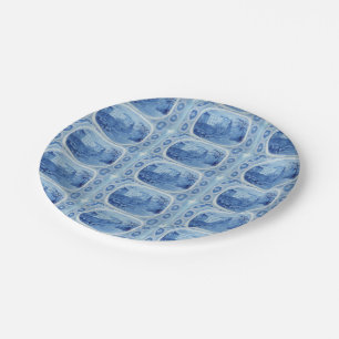 Plato De Papel Toile Blue Willow Pintado A Mano