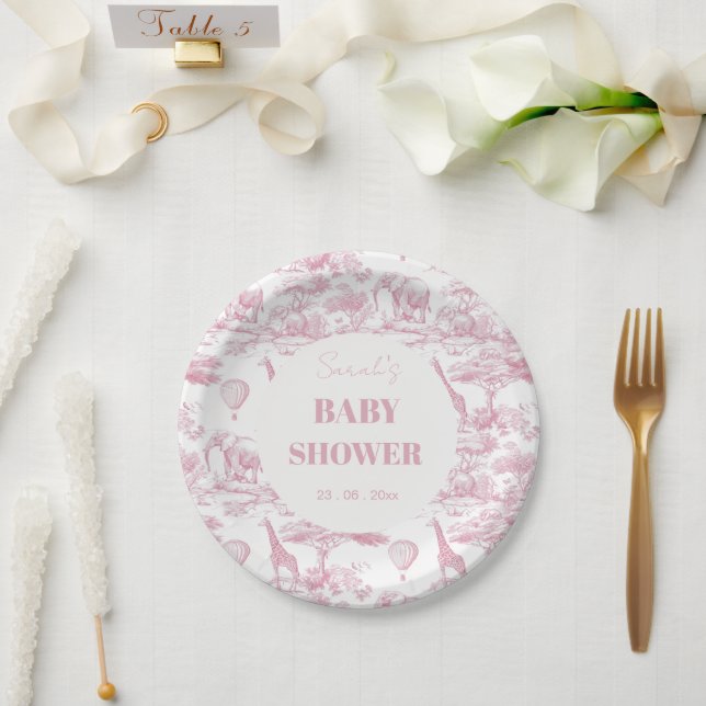 Plato De Papel Toile de Jouy Baby Shower (Boda)
