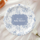 Plato De Papel Toile De Jouy Bear Baby Shower<br><div class="desc">Añada un toque de elegancia a su ducha de bebé con nuestras placas de papel Baby Shower Toile De Jouy Bow. Diseñados con el clásico e intrincado toque de Toile De Jouy, estos platos presentan escenas pastorales encantadoras que encarnan la sofisticación y el encanto intemporal. El delicado acento del arco...</div>