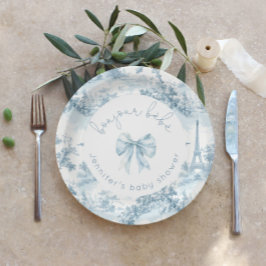 Plato De Papel Toile de Jouy Bonjour bebe bow