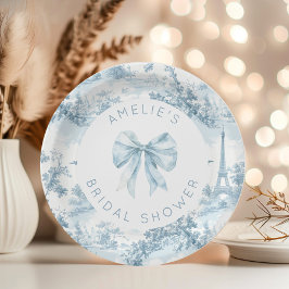 Plato De Papel Toile de Jouy ducha de novia romántica francesa