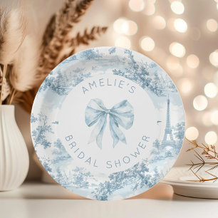 Plato De Papel Toile de Jouy ducha de novia romántica francesa