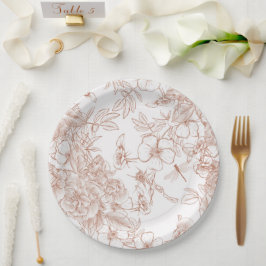 Plato De Papel Toile-De-Jouy Vintage French Pattern Wedding 