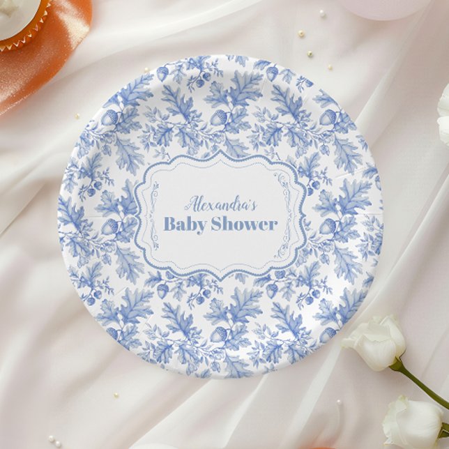 Plato De Papel Toile De Jouy Woodland Baby Shower (Subido por el creador)