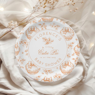 Plato De Papel Toile Little Cutie Pie ducha de bebé