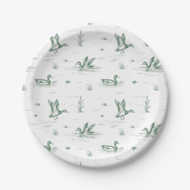 Plato De Papel Toile Mallard Duck Gender Neutral (Anverso)