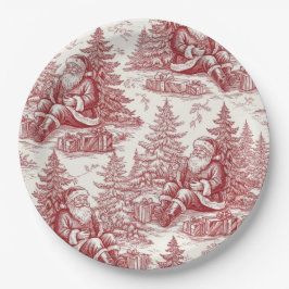 Plato De Papel Toile Rojo
