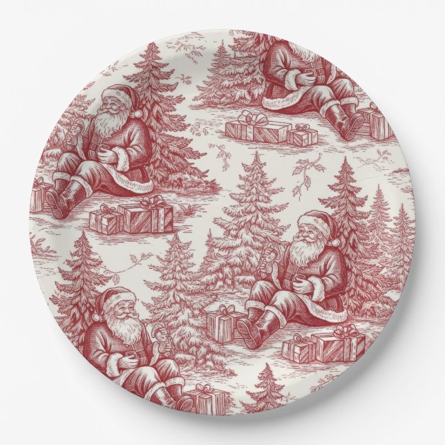 Plato De Papel Toile Rojo (Anverso)