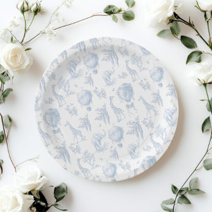 Plato De Papel Toile Safari Globos de aire caliente Ducha bebé