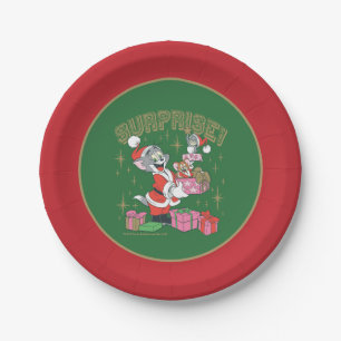 Plato De Papel Tom, Jerry y Nibbles navidad sorpresa