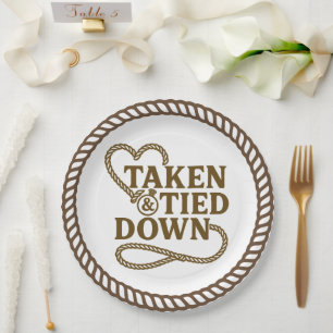 Plato De Papel Tomada y Atada Country Western Despedida de Solter