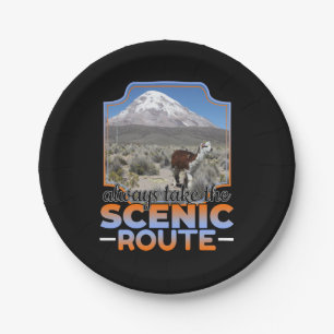 Plato De Papel Tomar la ruta escénica - Aventurero de Llama