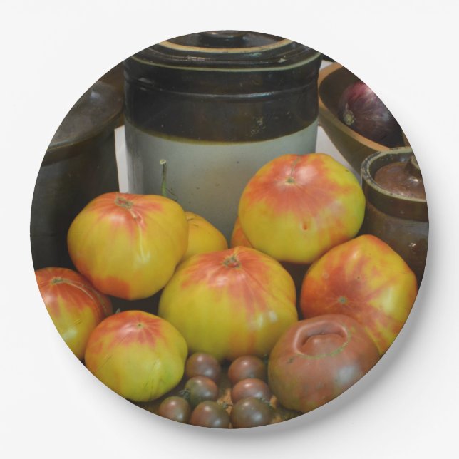 Plato De Papel Tomate de cosecha (Anverso)