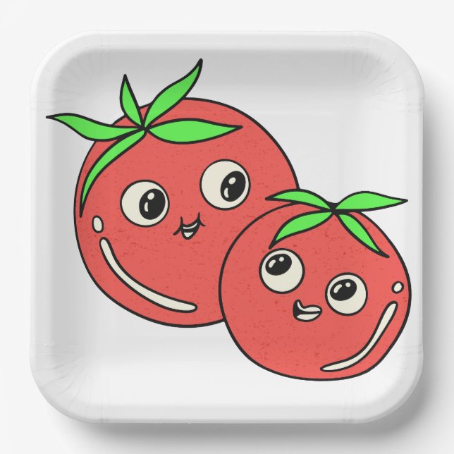 Plato De Papel tomates divertidos (Anverso)