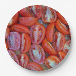 Plato De Papel Tomates recién cortados